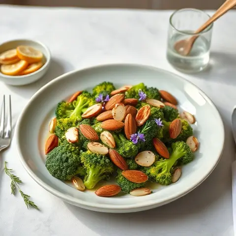 Roasted Almond & Broccoli Salad with Tarragon