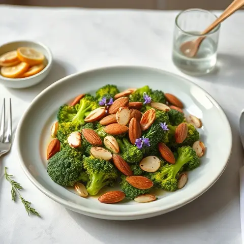 Roasted Almond & Broccoli Salad with Tarragon