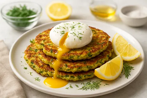 Lemon-Dill Zucchini Fritters with Poached Egg