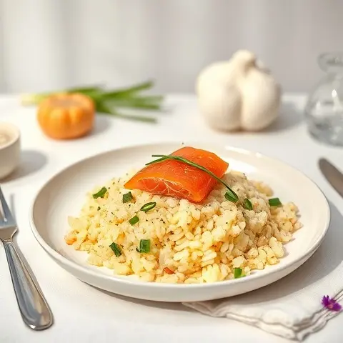 Creamy Cauliflower Risotto with Smoked Salmon & Chives