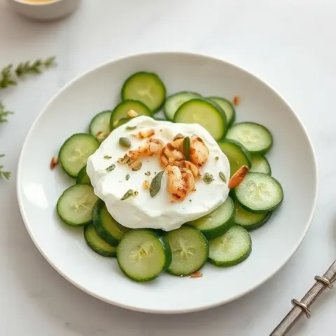 Smashed Cucumber-Garlic Coconut Yogurt Salad with Herbs and Seeds
