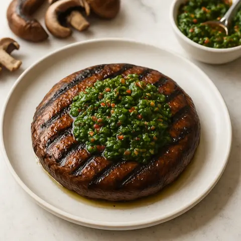 Grilled Portobello Mushroom Steaks with Vibrant Chimichurri Sauce