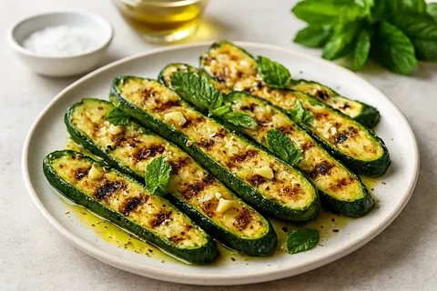 Grilled Garlic & Mint Zucchini