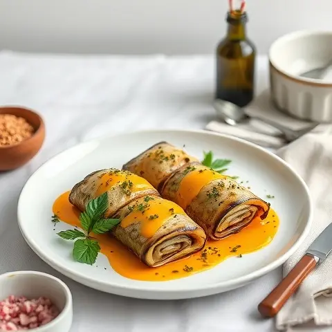 Turmeric-Baked Eggplant Rolls (No Cheese)