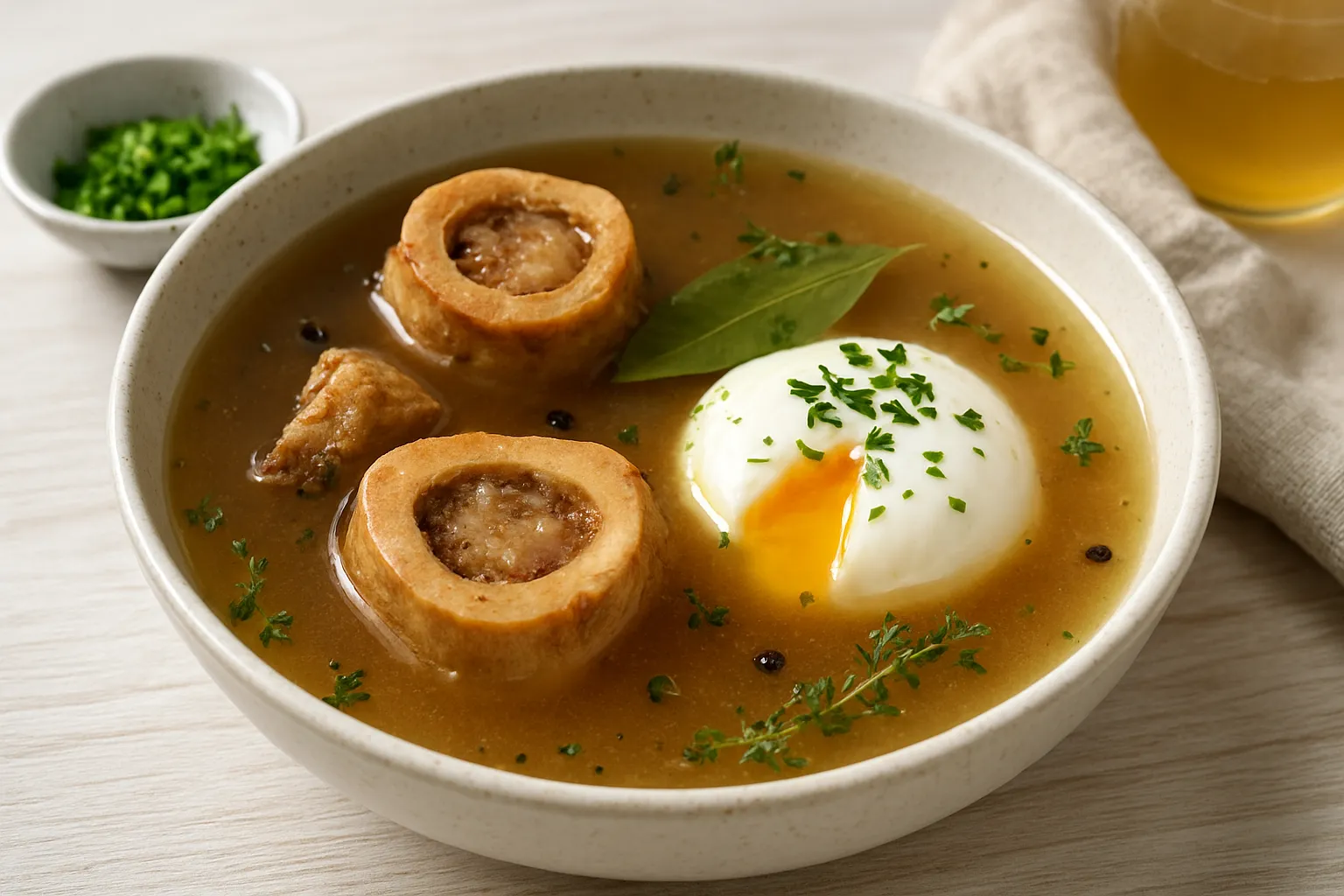 Gentle Bone Broth with Soft Poached Egg