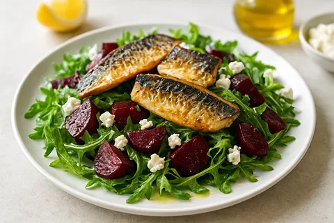Mackerel & Roasted Beet Salad with Arugula