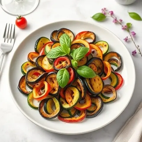 Charred Zucchini & Eggplant Ribbon Salad with Basil