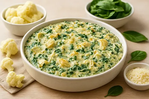 Creamy Spinach-Artichoke Cauliflower Dip (Low-Carb)
