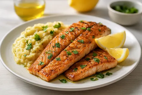 Lemon-Mint Grilled Trout with Warm Parsnip Mash