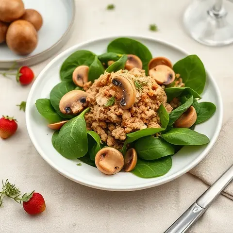 Warm Turkey & Mushroom Spinach Salad
