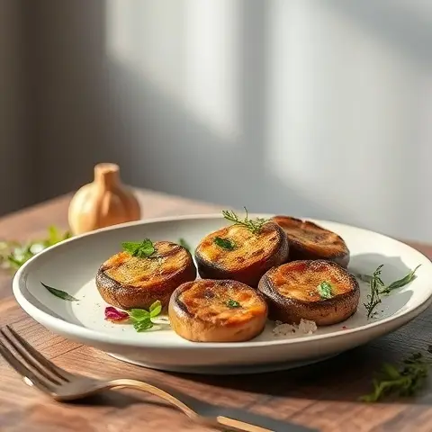 Roasted Garlic-Portobello Caps with Fresh Herbs