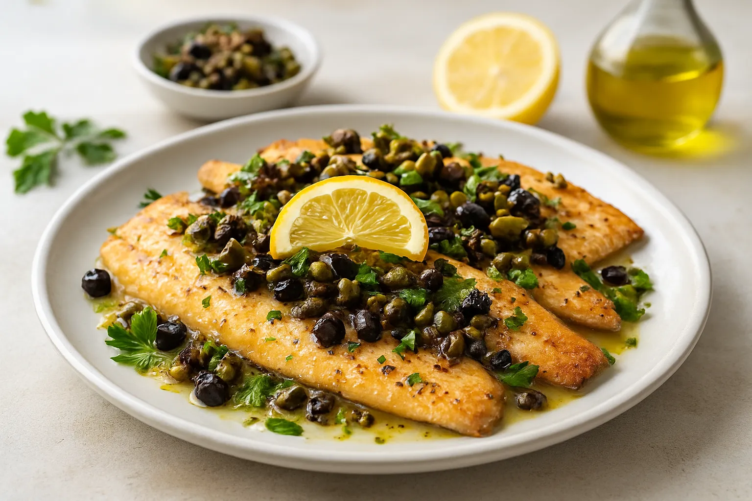 Baked Trout with Lemon & Olive Tapenade