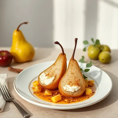 Baked Cinnamon Pears with Mascarpone