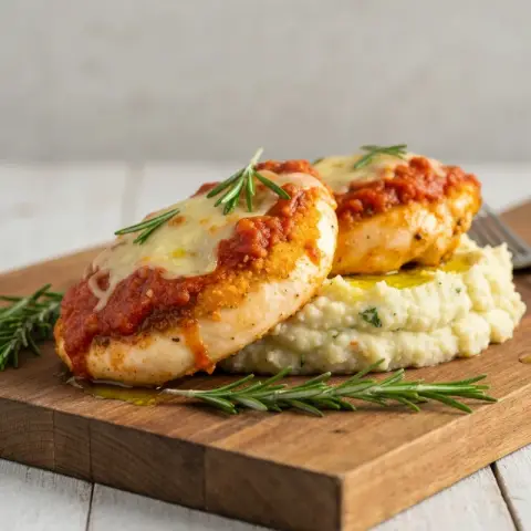 Keto Chicken Parmesan with Cauliflower Mash