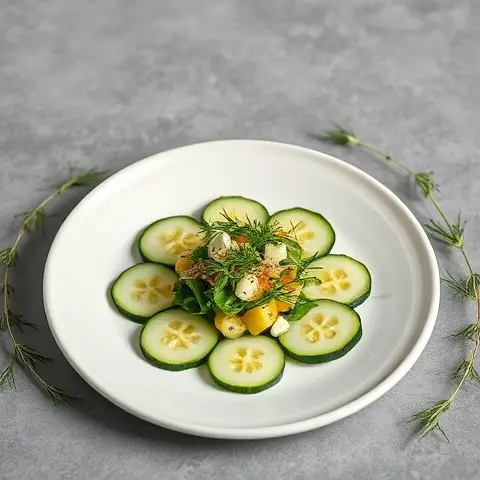 Fresh Cucumber & Zucchini Carpaccio with Olive Oil and Dill