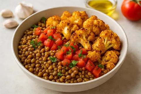 Spiced Lentil & Roasted Cauliflower Bowl