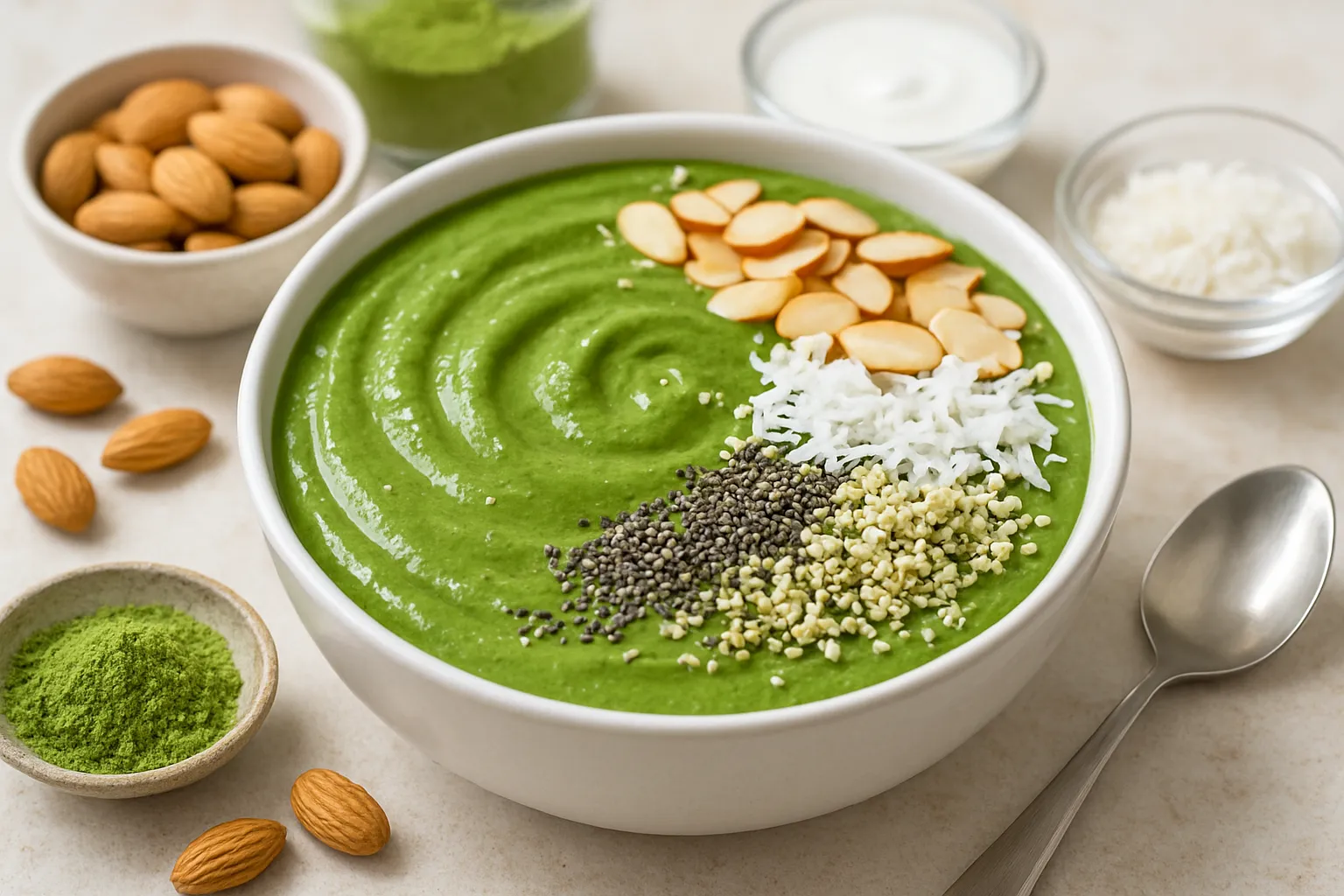 Matcha Almond Smoothie Bowl (No Sugar)