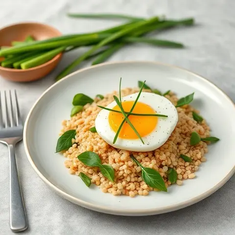 Poached Egg and Millet Salad with Chives