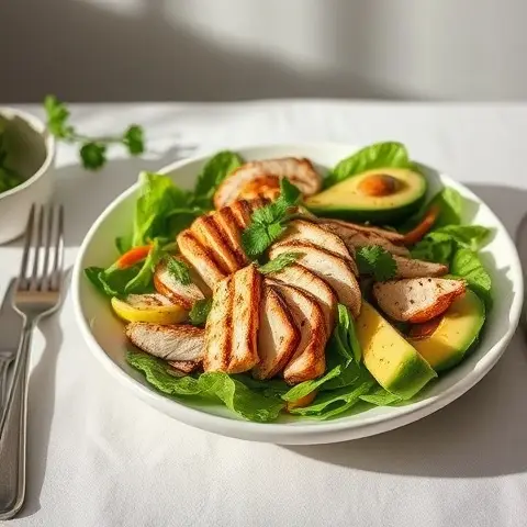 Grilled Chicken, Avocado & Jicama Salad with Cilantro