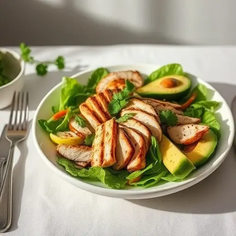 Grilled Chicken, Avocado & Jicama Salad with Cilantro