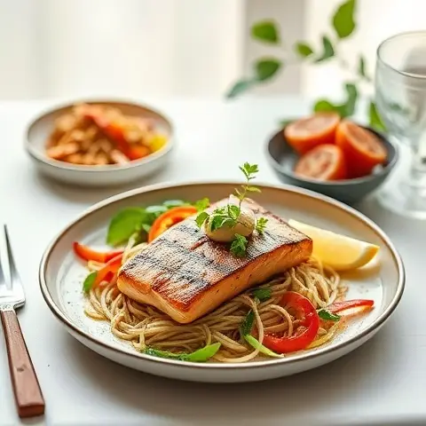 Miso Salmon with Soba-Slaw