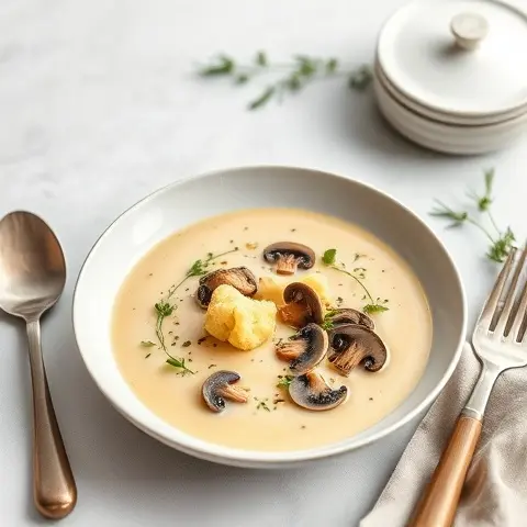 Creamy Cauliflower and Mushroom Velouté