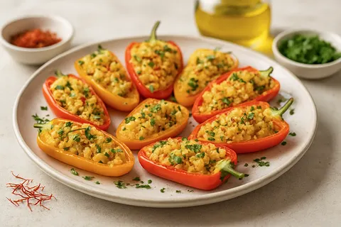 Saffron Cauliflower Rice-Stuffed Mini Peppers