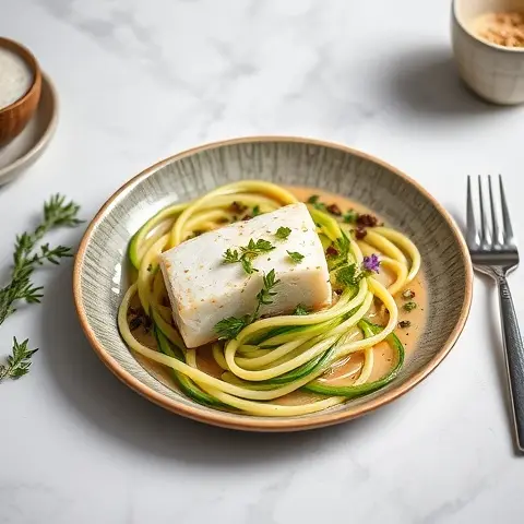 Light Coconut Fish Moilee with Zucchini Noodles