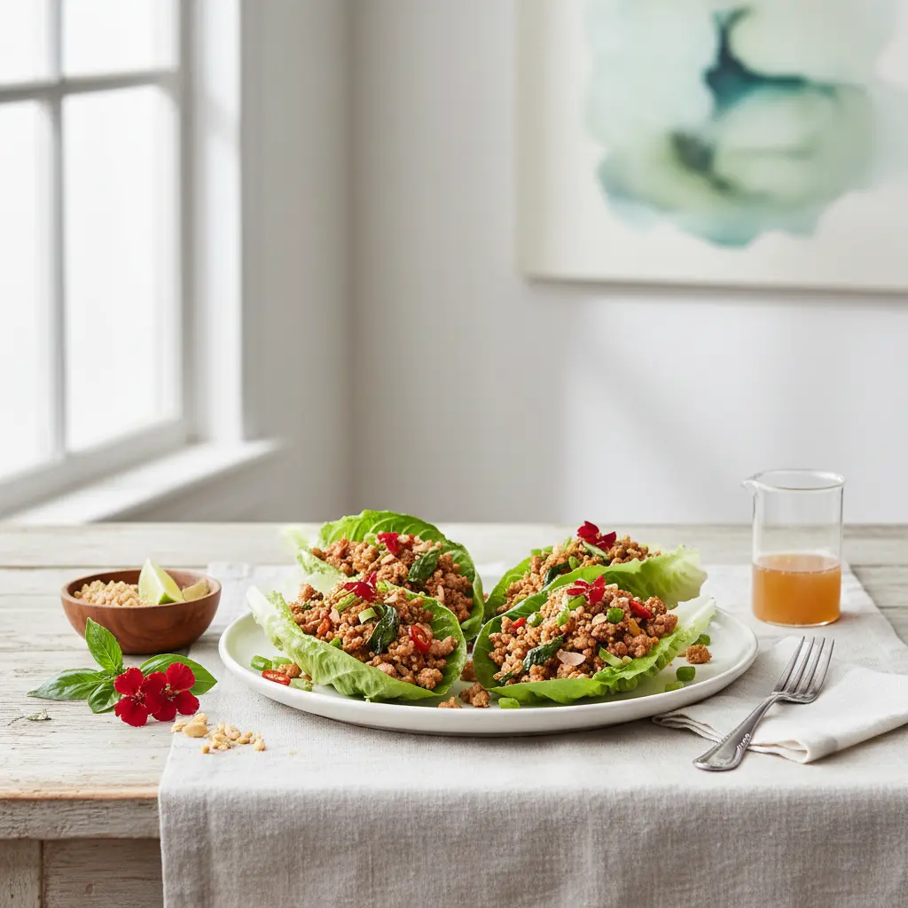 Thai Basil Turkey Lettuce Cups