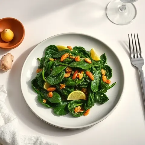Ginger-Sesame Sautéed Spinach