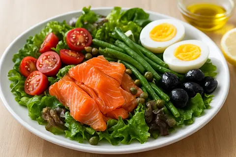 Smoked Salmon Nicoise-Style Salad (No Potatoes)