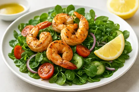 Grilled Shrimp & Watercress Salad with Lemon