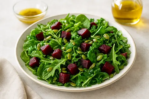 Mixed Greens, Pumpkin Seed & Beetroot Salad with Apple Cider Vinaigrette