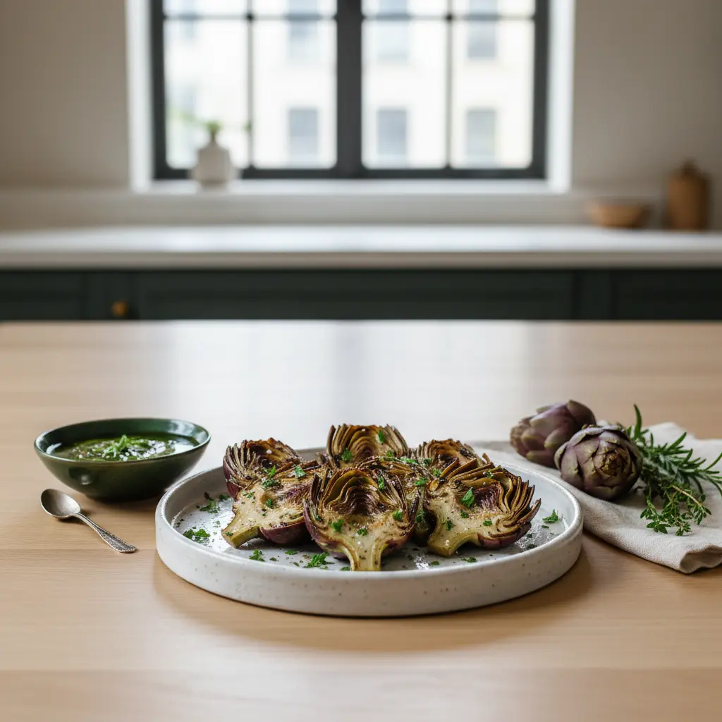 Grilled Baby Artichokes with Herb Oil Dip
