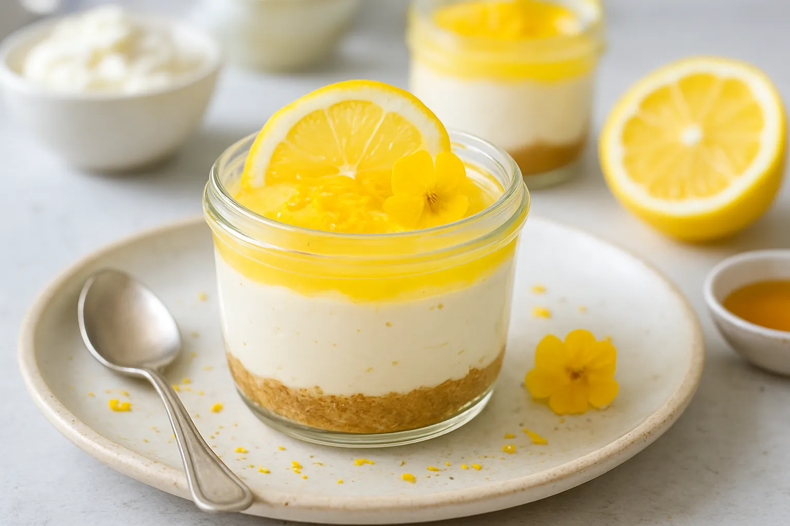Lemon Ricotta Cheesecake Pots