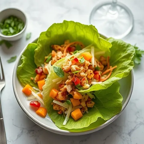 Thai Mango & Chicken Salad Lettuce Cups