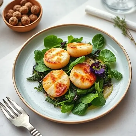 Seared Scallop Salad with Bitter Greens