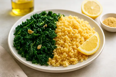 Nutritious Millet & Sautéed Kale with Lemon-Minimal Dressing