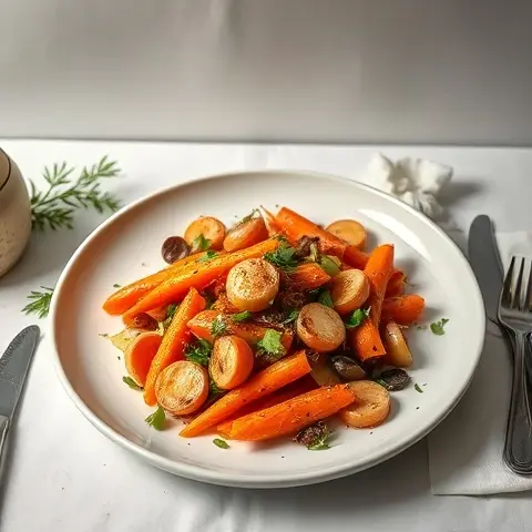 Warm Carrot and Leek Salad with Olive Oil