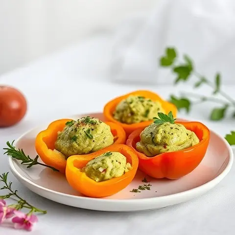 Nutritious Bell Pepper Boats with Guacamole