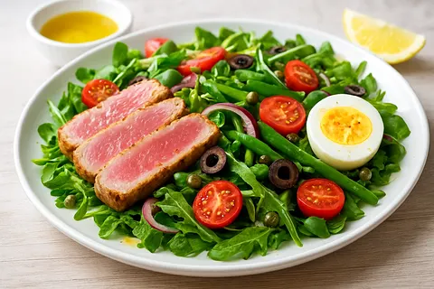 Refreshing Seared Tuna Nicoise Salad (No Potatoes)