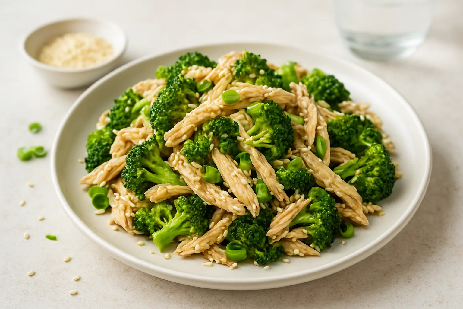 Shredded Chicken, Broccoli & Sesame Salad