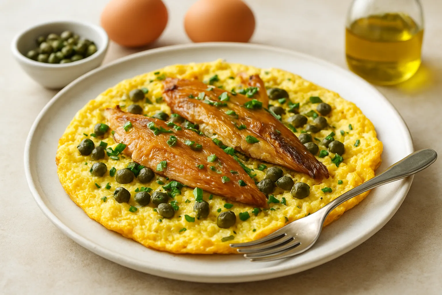 Smoked Mackerel & Caper Omelette