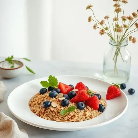 Almond-Oatless Muesli with Unsweetened Coconut and Berries