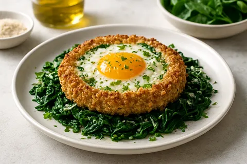 Nutritious Almond-Crusted Baked Eggs with Spinach