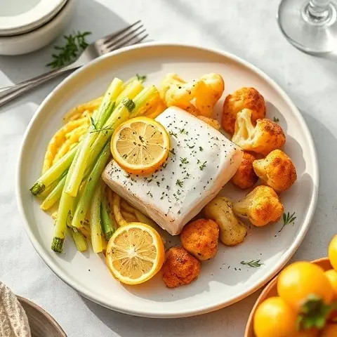 Lemon-Parsley White Fish with Roasted Cauliflower