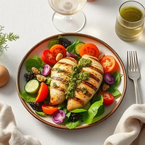 Grilled Vegetable & Pesto Chicken Salad