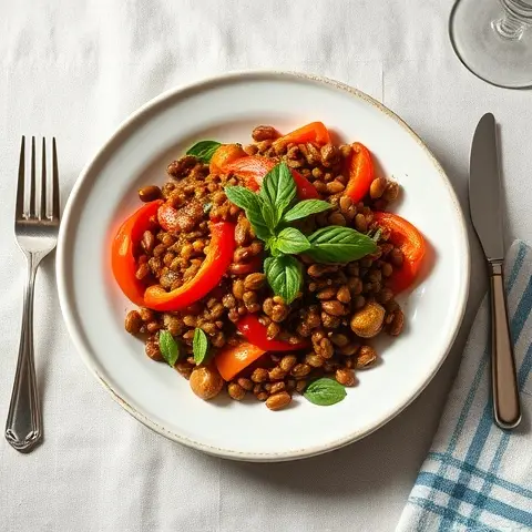 Spiced Lentil & Roasted Pepper Salad