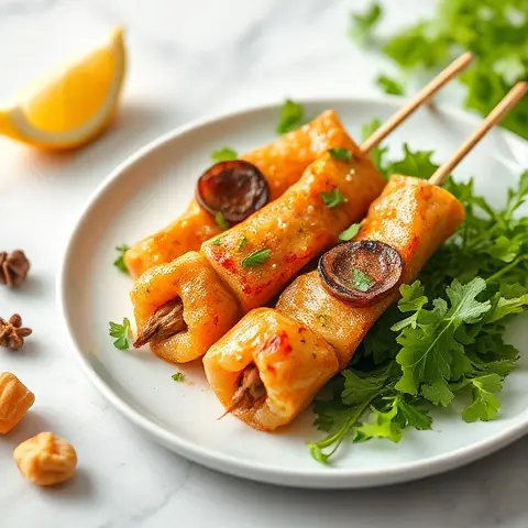 Lemon-Paprika Sardine Skewers with Arugula
