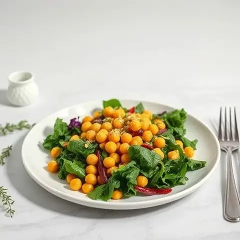 Turmeric-Spiced Chickpea Sprout & Kale Salad